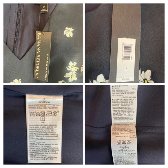 Banana Republic NWT Navy Floral Flutter Sleeve Fit-and-Flare Dress - Size “2” - Picture 6 of 6